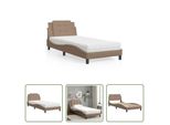 The Living Store Letto Con Materasso Cappuccino-Marrone 90X190 Cm In Ecopelle