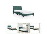 The Living Store Struttura Letto Con Testiera In Velluto Verde Scuro 100X200 Cm