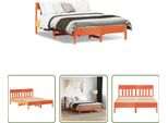 The Living Store Letto In Legno Massiccio Senza Materasso Cera Marrone 140X190 Cm Legno Di Pino