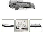 The Living Store Struttura Letto Nera 180X200 Cm In Legno E Metallo