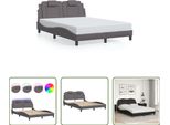 The Living Store Struttura Letto Con Led Grigio 120X200 Cm In Ecopelle