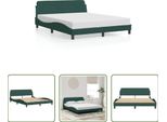 The Living Store Struttura Letto Con Testiera In Velluto Verde Scuro 160X200 Cm