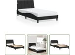 The Living Store Struttura Letto Con Testiera Nera 100X200 Cm In Velluto