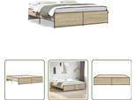 The Living Store Struttura Letto Rovere Sonoma 180X200 Cm In Legno E Metallo