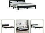 The Living Store Struttura Letto Con Testiera Nera 180X200 Cm In Materiale Ligneo