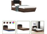 The Living Store Struttura Letto Con Testiera E Luci Led In Rovere Marrone 75X190 Cm