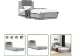 The Living Store Struttura Letto Con Testiera E Luci Led Grigio Cemento 100X200 Cm