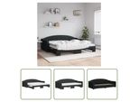The Living Store Lettino Allungabile Con Materassi Nero 90X200 Cm In Tessuto