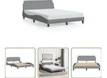 The Living Store Struttura Letto Con Testiera In Tessuto Grigio Chiaro 140X200 Cm