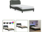 The Living Store Struttura Letto Con Tessuto Led Grigio Scuro 100X200 Cm
