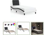 The Living Store Struttura Letto Con Led Bianco E Nero 90X190 Cm In Ecopelle