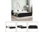 The Living Store Struttura Letto Con Testiera E Pediera Nera 140X200 Cm