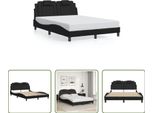 The Living Store Struttura Letto Con Testiera Nera 120X200 Cm In Ecopelle