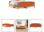 The Living Store Letto In Legno Massiccio Con Testiera Marrone Cera 180X200 Cm Pino