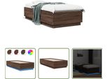 The Living Store Struttura Letto Con Led Effetto Rovere Marrone 100X200 Cm Materiale A Base Di Legno