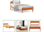 The Living Store Letto In Legno Massiccio Senza Materasso Cera Marrone 75X190 Cm Legno Di Pino