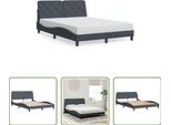 The Living Store Struttura Letto Con Testata Grigio Scuro 120X200 Cm In Velluto
