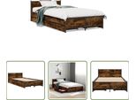 The Living Store Struttura Letto Con Cassetti In Rovere Fumé 75X190 Cm Materiale Legno