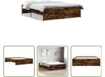 The Living Store Struttura Letto In Rovere Fumé 150X200 Cm Materiale A Base Di Legno E Metallo