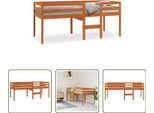 The Living Store Letto A Soppalco Marrone Cera 90X200 Cm In Legno Di Pino Massiccio