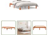 The Living Store Letto In Legno Massiccio Senza Materasso Cera Marrone 135X190 Cm Legno Di Pino