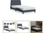 The Living Store Struttura Letto Con Luci Led Grigio Scuro 100X200 Cm In Velluto
