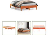The Living Store Letto In Legno Massiccio Cera Marrone 150X200 Cm Pino