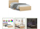 The Living Store Struttura Letto Con Testiera E Luci Led Rovere Sonoma 100X200 Cm