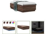 The Living Store Struttura Letto Con Led Effetto Rovere Marrone 90X190 Cm Materiale A Base Di Legno