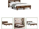 The Living Store Giroletto Con Testiera In Rovere Fumé 120X200 Cm Materiale A Base Di Legno