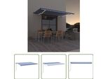 The Living Store Tenda A Scomparsa Manuale Con Led 500X300 Cm Blu E Bianco
