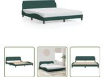 The Living Store Struttura Letto Con Testiera In Velluto Verde Scuro 180X200 Cm