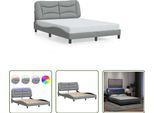 The Living Store Struttura Letto Con Tessuto Led Grigio Chiaro 120X200 Cm
