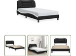 The Living Store Struttura Letto Con Testiera Bianca E Nera 100X200 Cm In Ecopelle