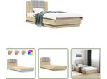 The Living Store Struttura Letto Con Testiera E Luci Led Rovere Sonoma 90X200Cm