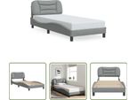 The Living Store Struttura Letto Con Testiera In Tessuto Grigio Chiaro 90X190 Cm