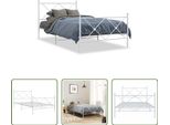 The Living Store Struttura Letto Con Testiera E Pediera In Metallo Bianco 100X200 Cm