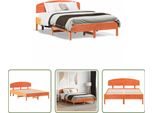 The Living Store Letto In Legno Massiccio Con Testiera Marrone Cera 120X190 Cm Pino
