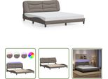 The Living Store Struttura Letto Con Tessuto Led Taupe 180X200 Cm