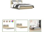 The Living Store Struttura Letto Con Testiera E Luci Led Rovere Sonoma 120X200 Cm