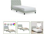 The Living Store Struttura Letto Con Luci Led Grigio Chiaro 80X200 Cm In Velluto