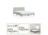 The Living Store Struttura Letto Con Luci Led Grigio Chiaro 160X200 Cm In Velluto
