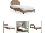 The Living Store Letto Con Materasso Cappuccino-Marrone 100X200 Cm In Ecopelle