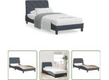 The Living Store Struttura Letto Con Testata Grigio Scuro 90X190 Cm In Velluto