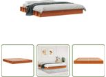 The Living Store Letto In Legno Massiccio Cera Marrone 200X200 Cm Pino