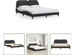 The Living Store Struttura Letto Con Testiera Nera 160X200 Cm In Ecopelle