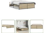 The Living Store Giroletto Rovere Sonoma 140X190 Cm Materiale A Base Di Legno E Metallo
