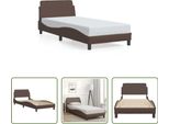 The Living Store Struttura Letto Con Testiera Marrone 90X200 Cm In Ecopelle