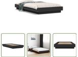 The Living Store Struttura Del Letto Nera 100X200 Cm In Materiale Ligneo