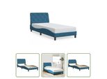 The Living Store Struttura Letto Con Testiera Blu 90X190 Cm In Velluto